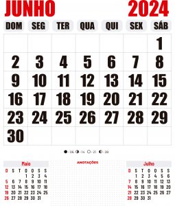 Calendario Junho de 2024